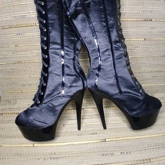 Ellie Shoes E-609-Raven-L 6" Lace Knee High Womens Boot Size 10 - Picture 3 of 10